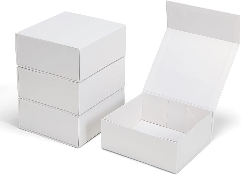 Ditwis 4 Pack 7.8x7x3.1 Inches Gift Boxes with Magnetic Closure Lids, White Magnetic Box for Wedding, Groomsmen Bridesmaid Proposal, Birthdays, Mother's Day - Image 1